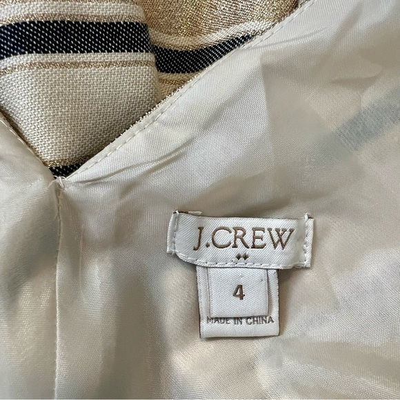 J. Crew Metallic Striped Fit & Flare Deep V-Neck Cocktail Dress. Size 4. - Picture 8 of 12